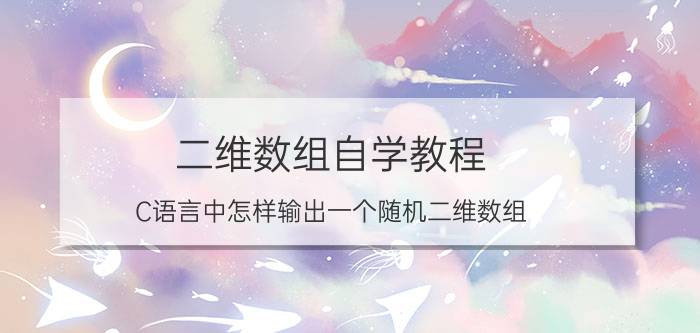 二维数组自学教程 C语言中怎样输出一个随机二维数组？